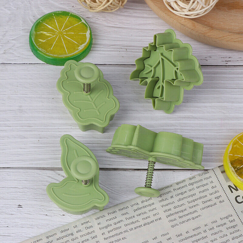 4PCS/Set Cookie Cutters Moulds Leaf Shape Plastic Baking Mould Cookie Cut Tt