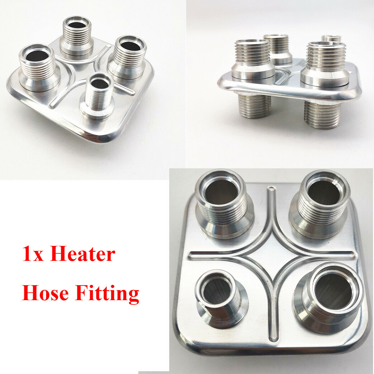 1 Piece 4Ports Aluminum Brushed Finish Firewall Bulkhead Heater&A/C Hose Fitting