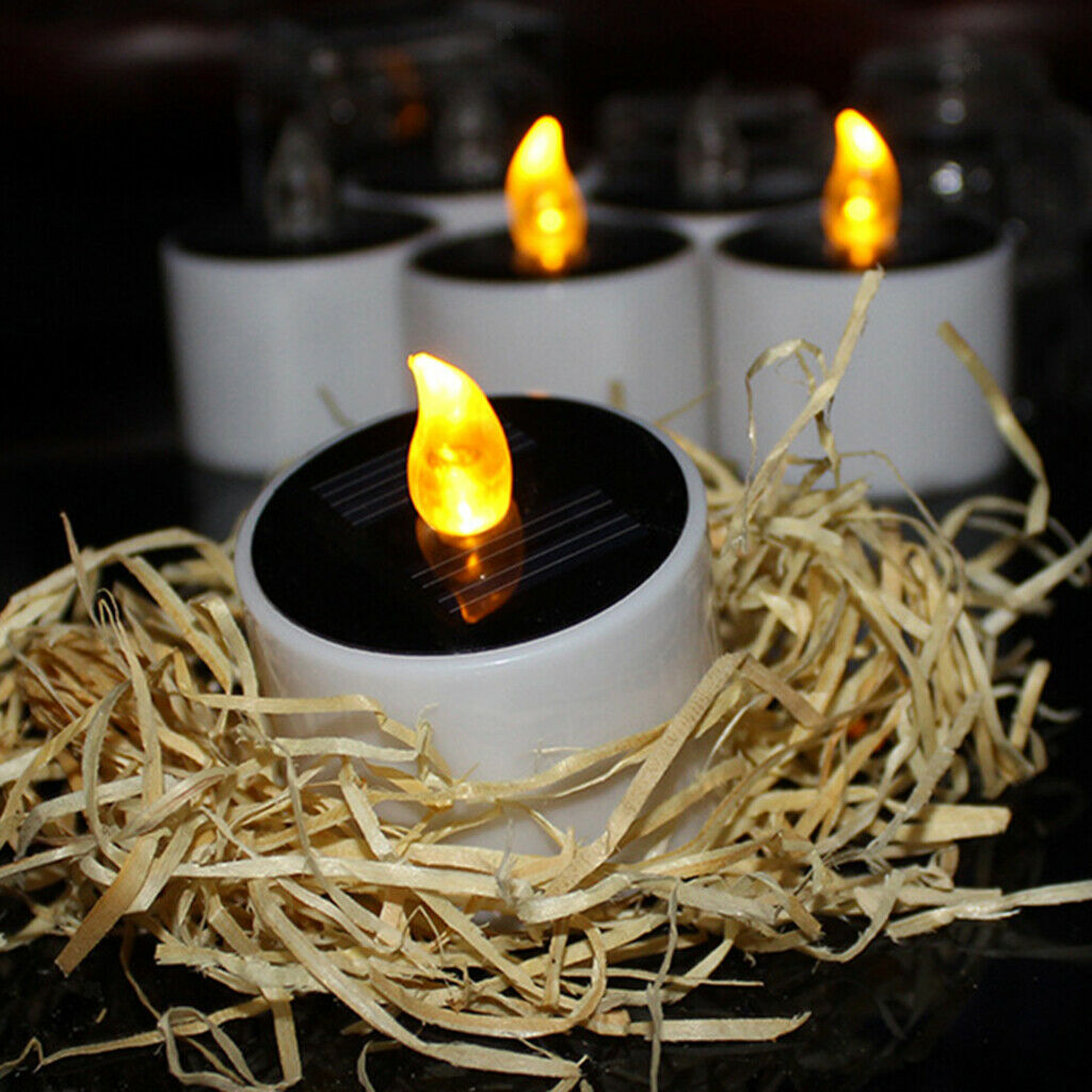 4x Flameless LED Tealights Electric Bulb Solar Operated Realistic and Bright