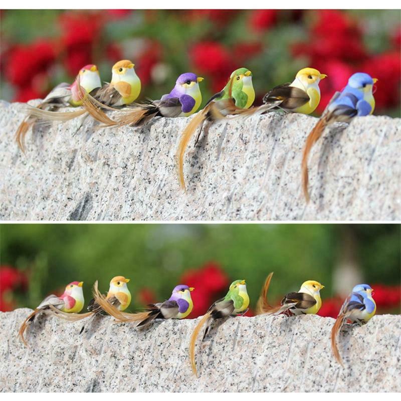 12 Pcs Feather Bird Artificial Simulation Foam Wedding Party Garden Decoration