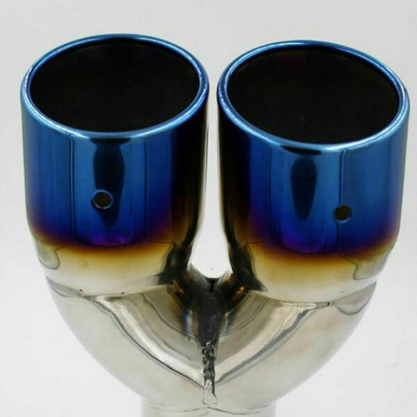 Universal Car Dual Pipe Exhaust Rear Tail Pipe Tip Stainless Steel Muffler 63mm