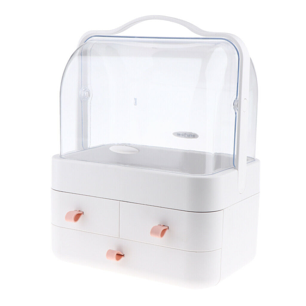 3 Tiers Empty Makeup Case Drawer Organizer Dividers Storage Box Pink String