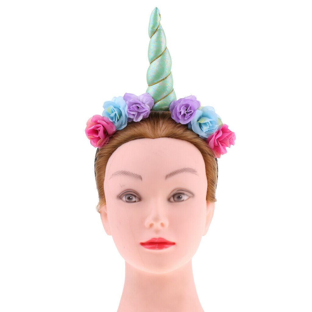 Lovely Unicorn Horn Flower Headwear Party Headpiece Prop Accessories