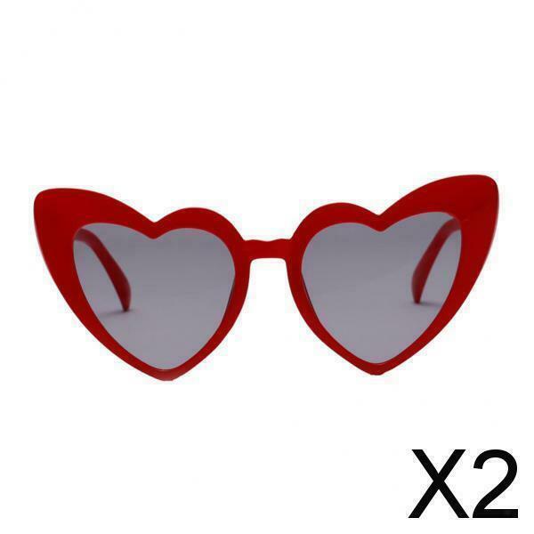 2X Heart Frame Sunglasses Retro Style Sun Glasses Shades Party Eyewear Red