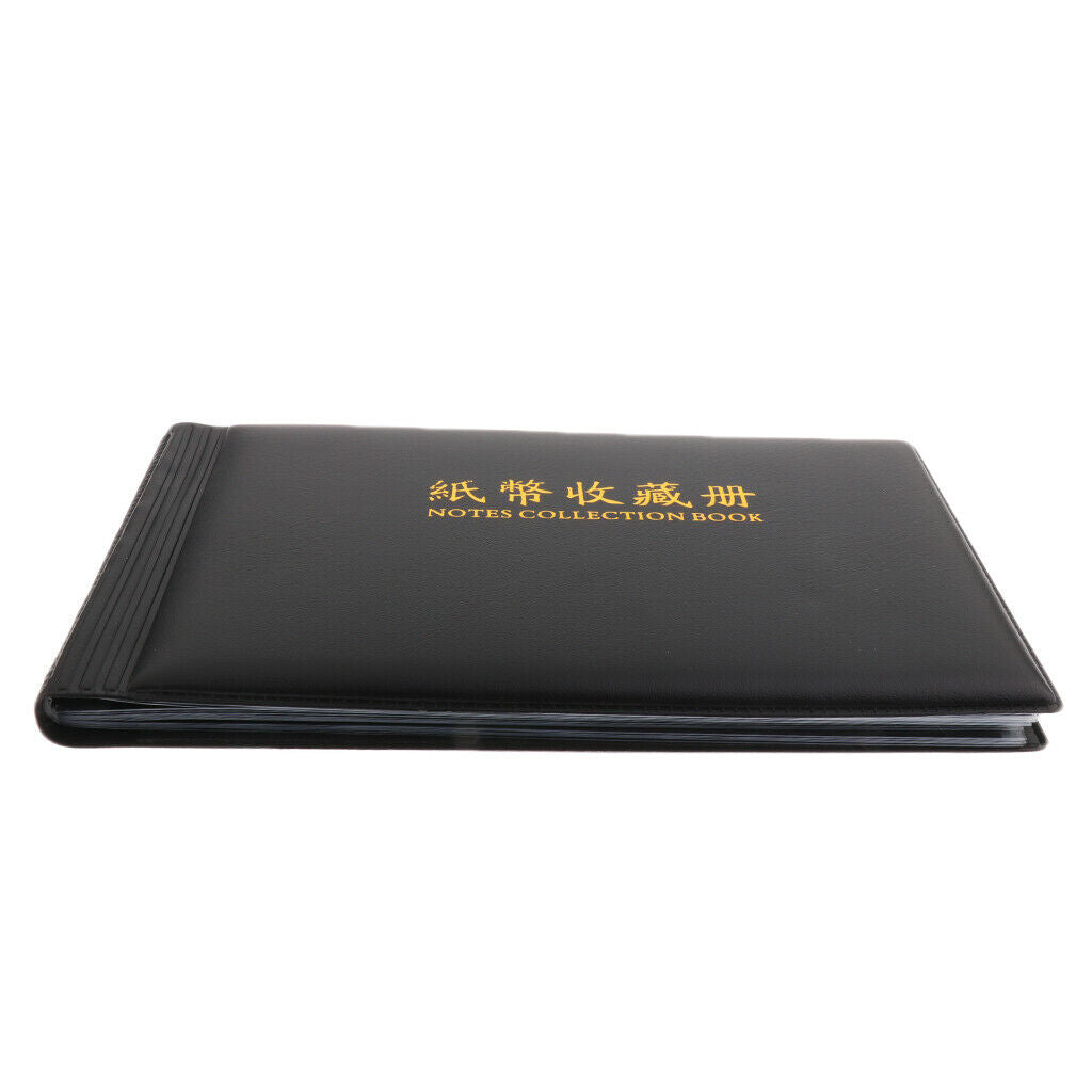 Leather Banknote Money Currency Coin Collection Album Collecting Book Black