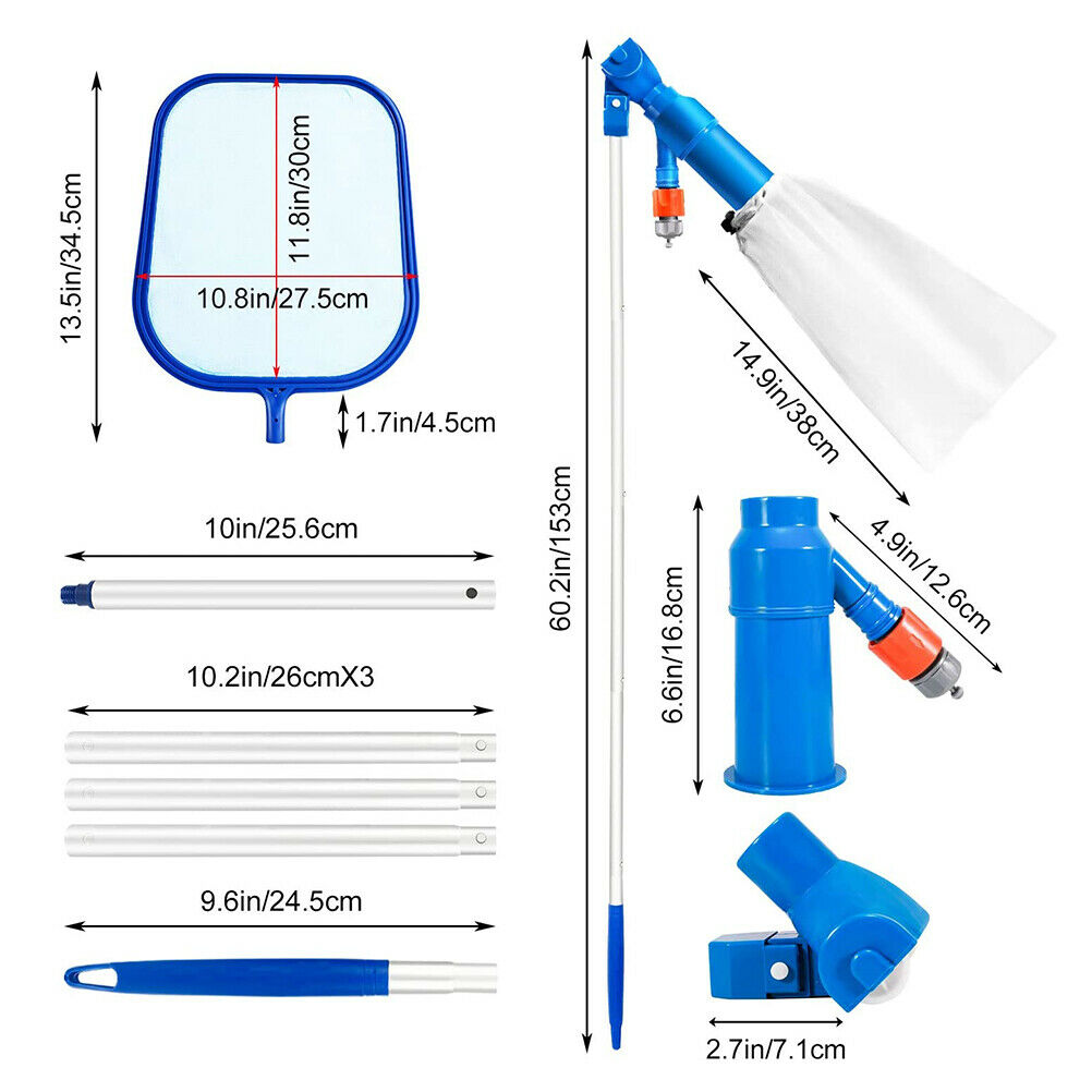 Swimming Pool Skimmer Net with Telescopic Pole Kit for Fast Cleaning of Debris
