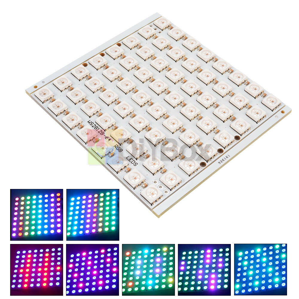 5V WS2812B 8x8 64-Bit Full Color 5050 RGB LED Lamp Panel Light For Arduino OS857