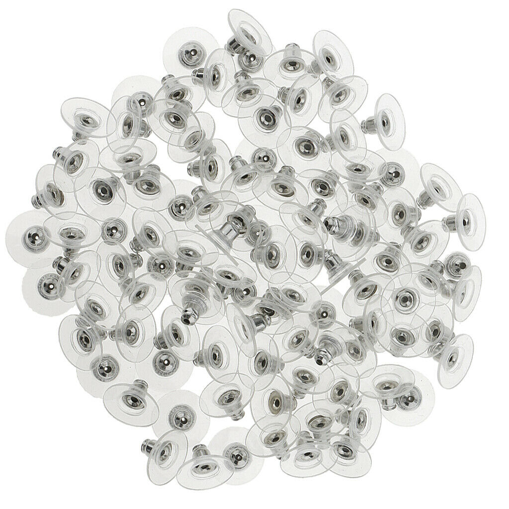 100Pcs Clear Earring Backs Stoppers Ear Post Nuts Jewelry Making Findings
