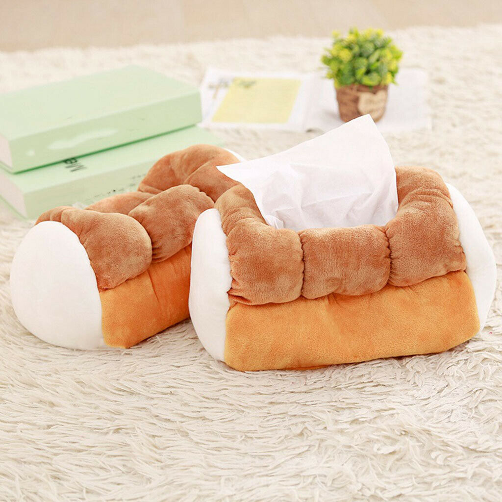 Funny Lively Toast Bread PlushTissue Box Home Car Paper Boxes