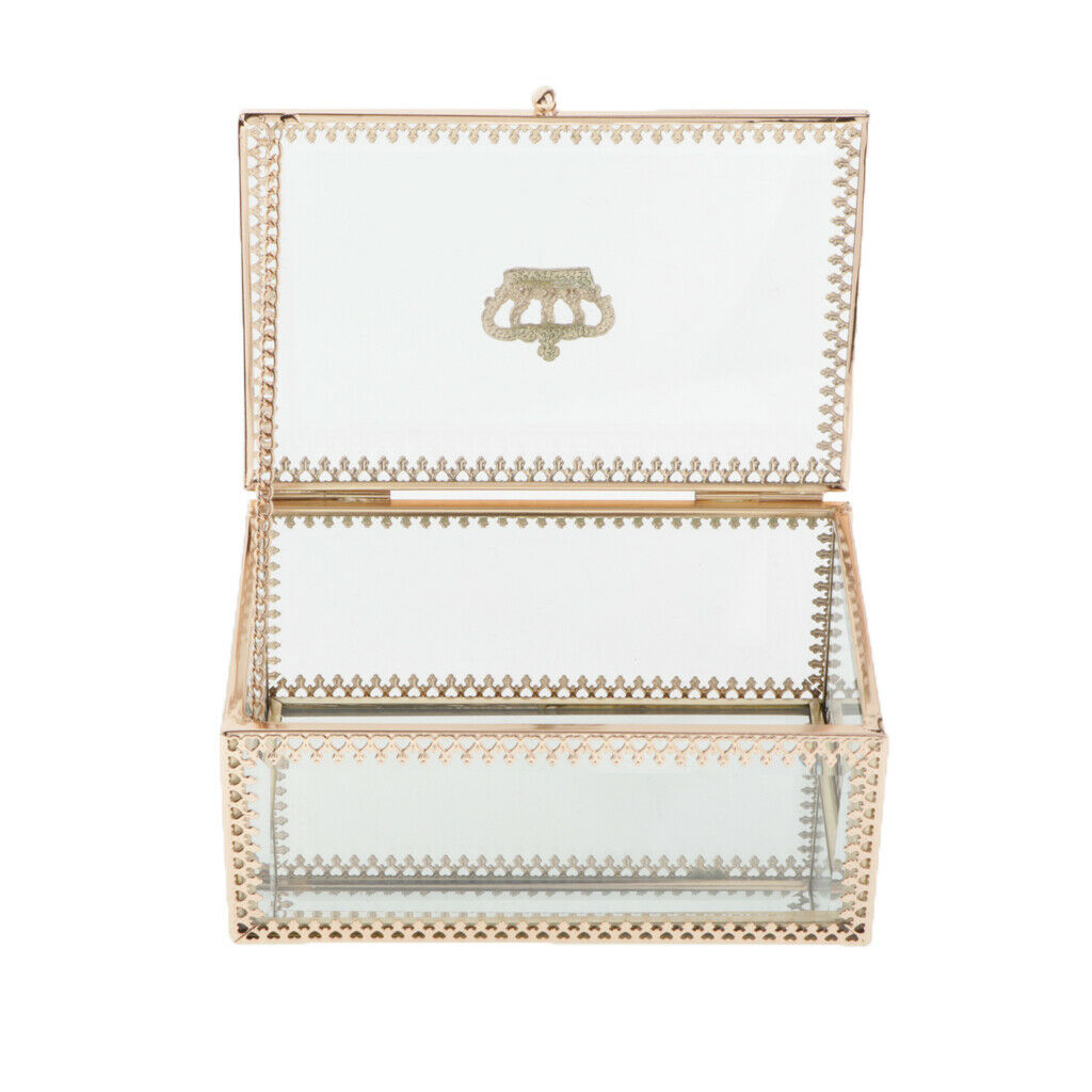 Glass Rectangular Trinket Jewelry Organizer Boxes Plants Flower Holder