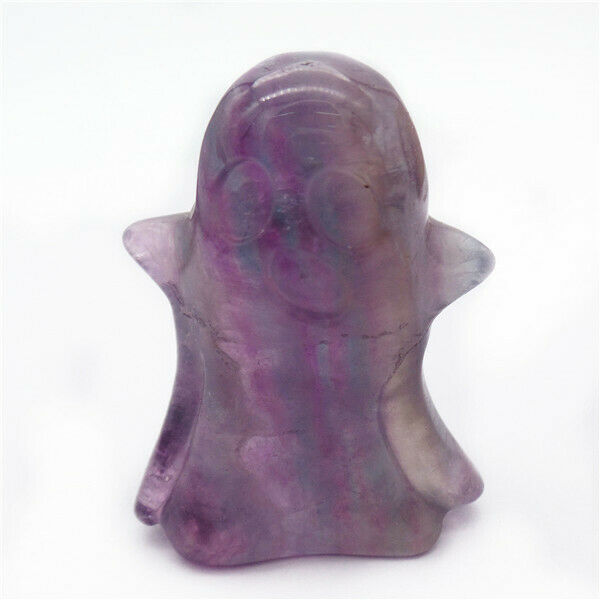 46x34x18mm Natural Rainbow Fluorite Carved Ghost Decoration Statue Decor HH7935