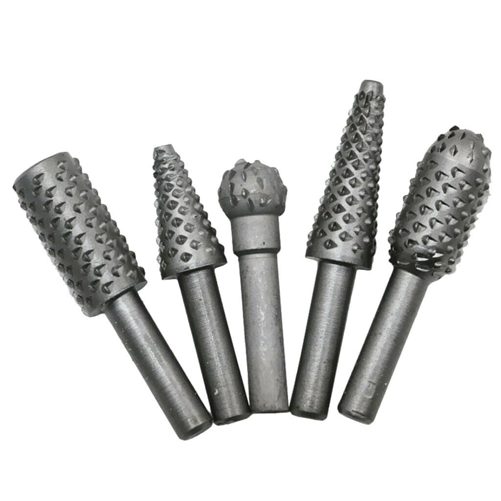 5 Pieces Rotary File Rasp Carbide Burrs Wood Carving Bits Set Woodworking