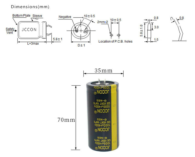 1pcs 450v1000uf Aluminum electrolytic capacitor Inverter welding machine 35x70mm