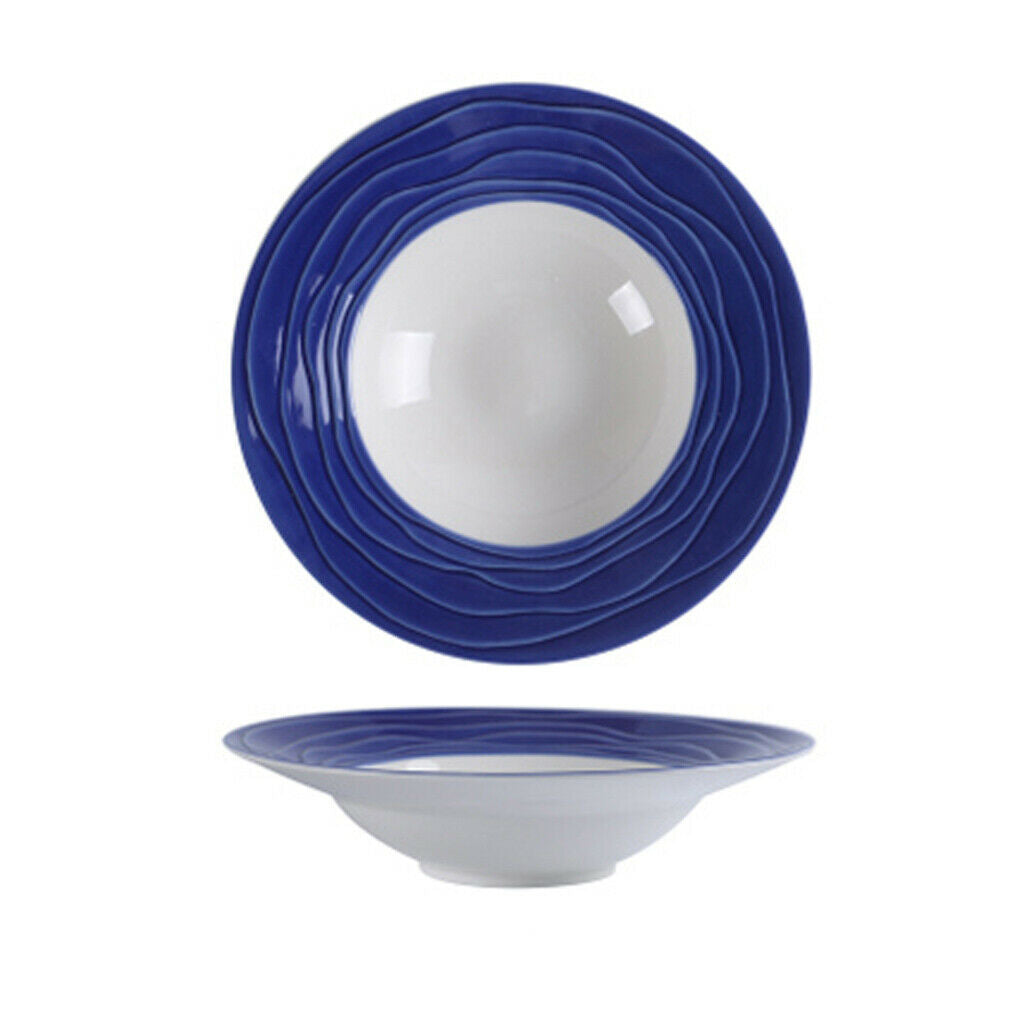 Ceramic Dinner Plate Fruit Salad Spaghetti Serving Plate Soup Bowl Dark Blue