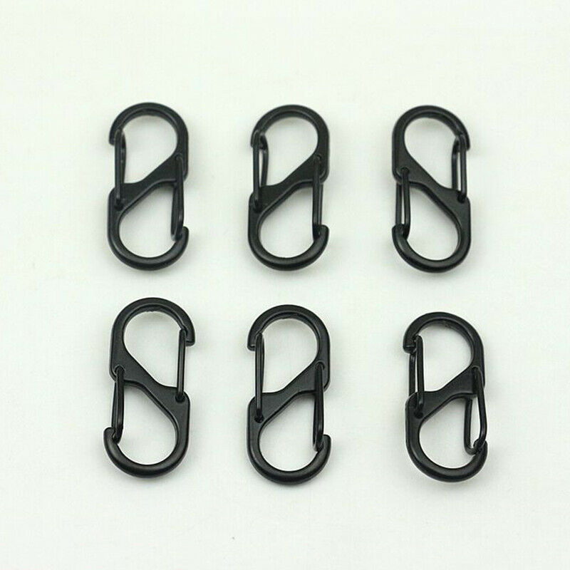 Stainless Steel S Type Carabiner With Lock Mini Keychain Hook Camping Key-L JD