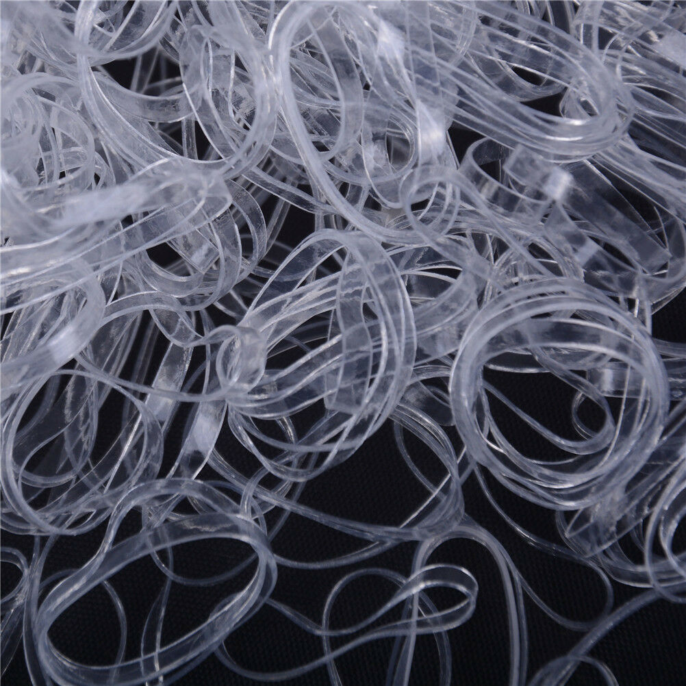 500pcs Clear Ponytail Holder Elastic Rubber Band Hair Ties Ropes Ring.l8