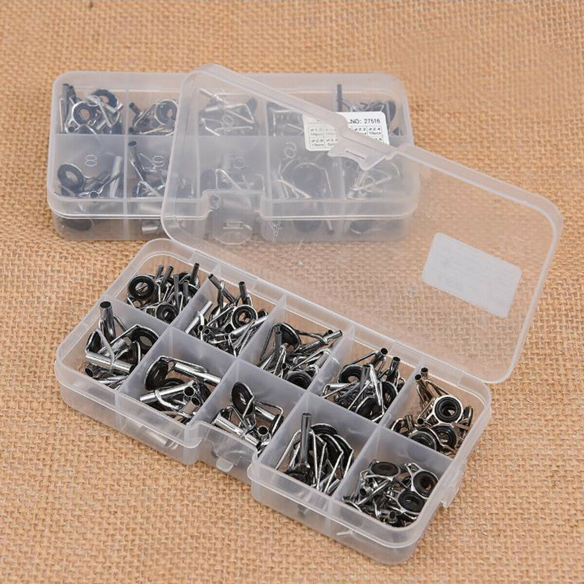 80PCS Ceramic Fishing Rod Guide Tips Top Eye Rings Line Repair Kit 10 Sizes set