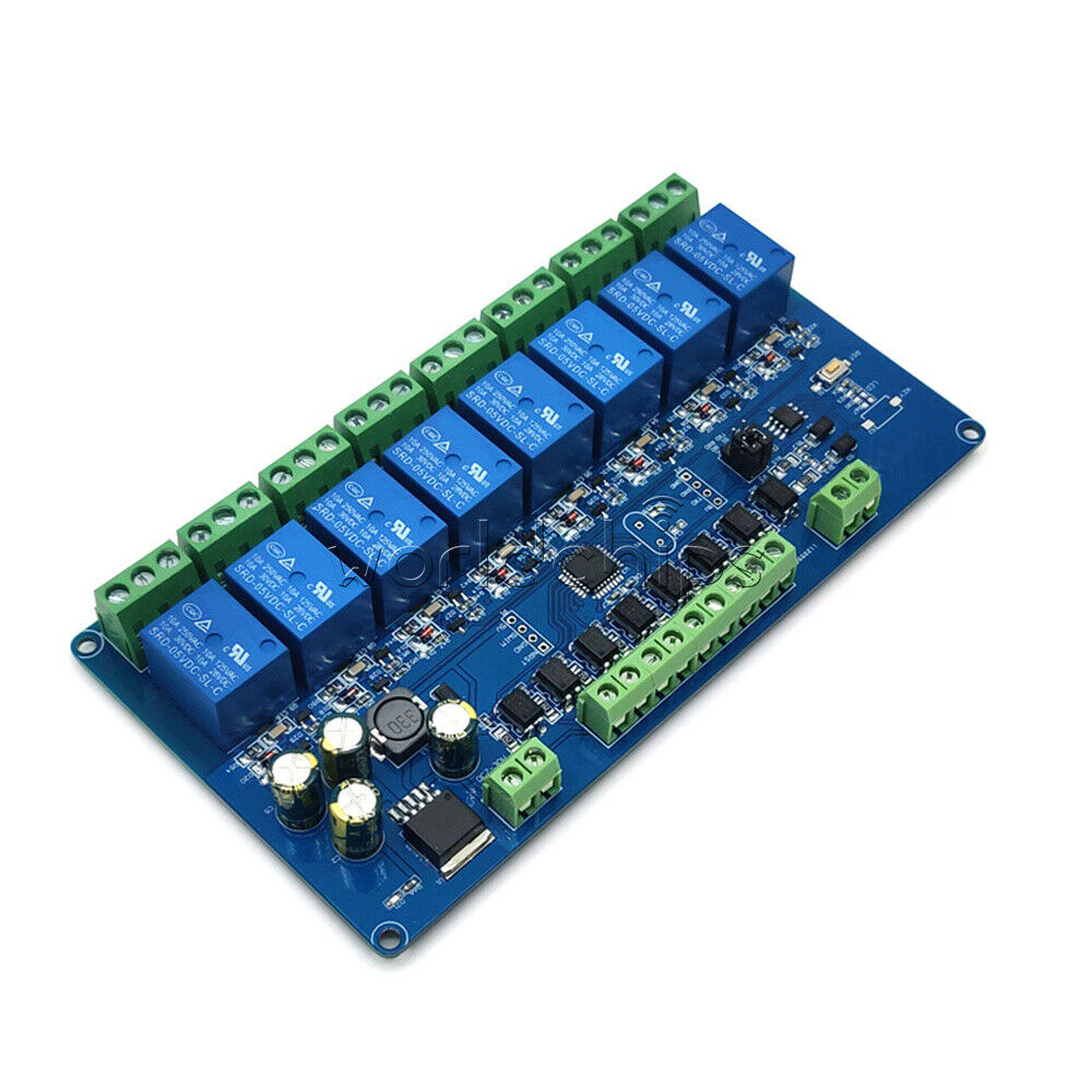 8 Channel Modbus Rtu Relay Module RS485 TTL 7-30V Communication Control Switch