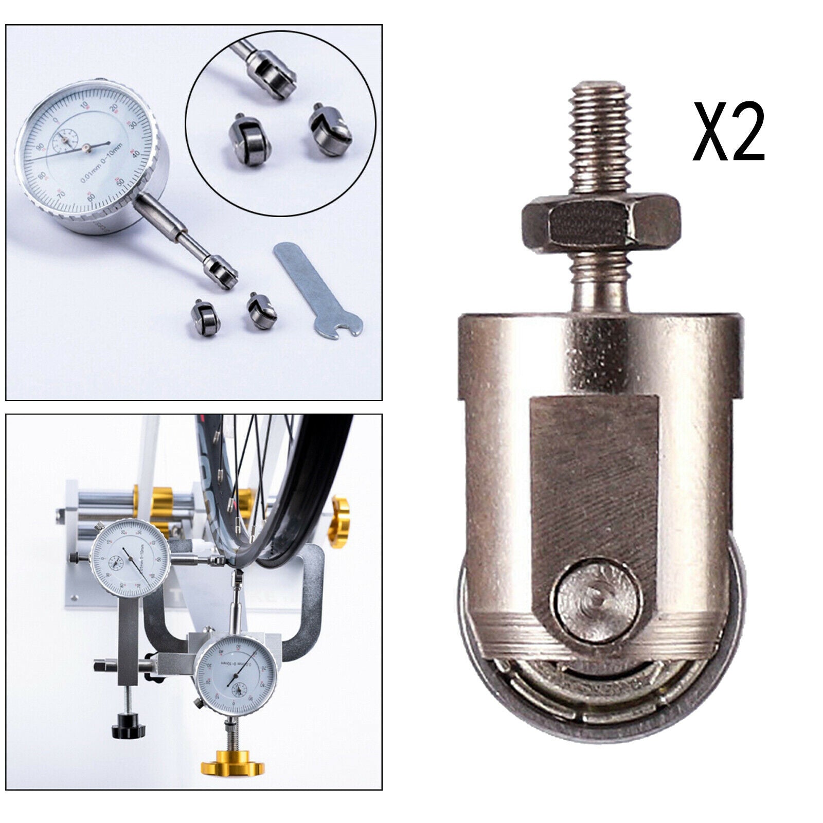 2Pcs M2.5 Dial Indicator Contact Point Depth Gauge Roller Measuring Head Tip