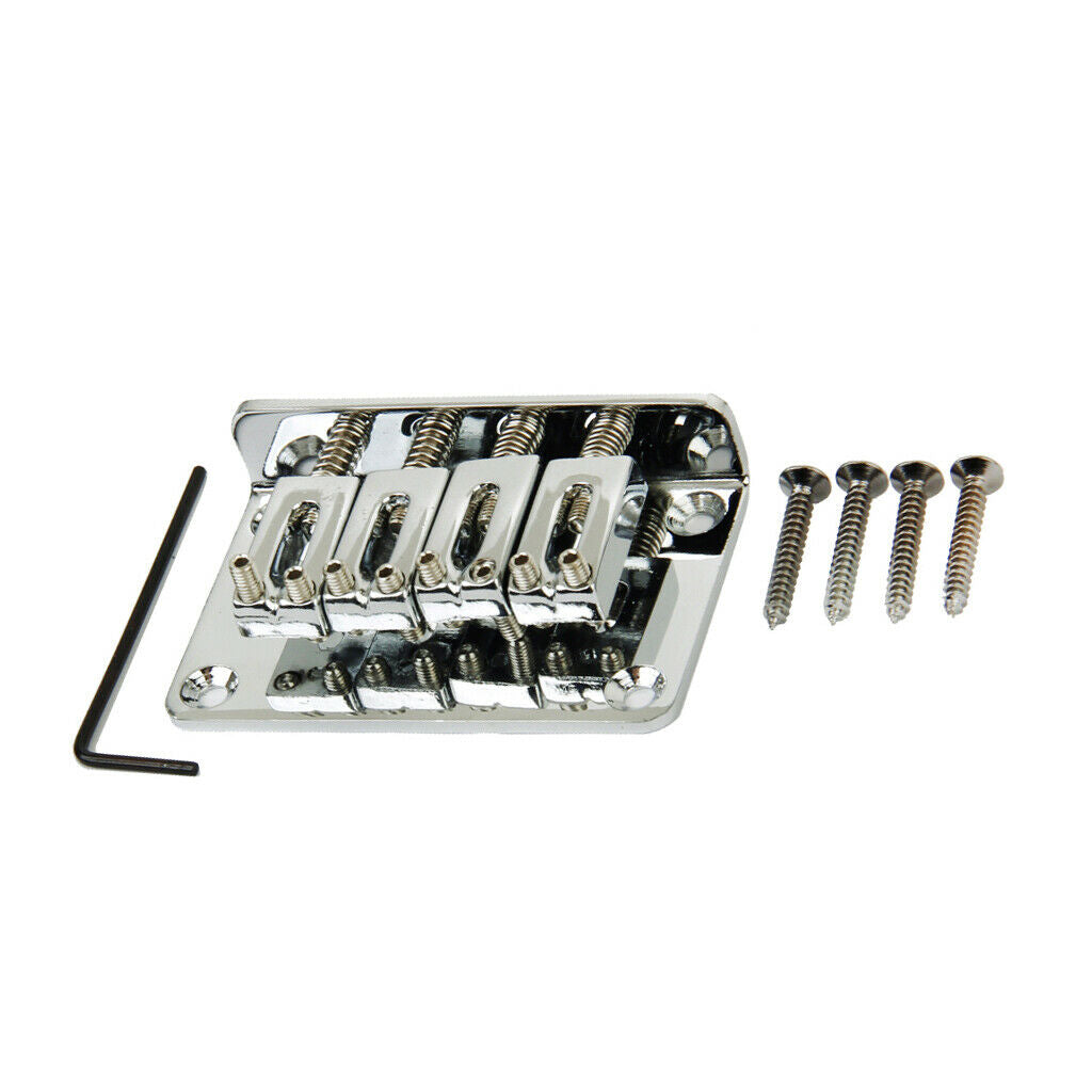 1 Set Zinc Alloy 4 String Bass Bridge with Wrench Screws for Guitar Bass