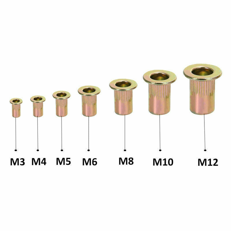 165 Pcs Carbon Steel Rivet Nut Kit Metric Rivnut Nutsert M3 M4 M5 M6 M8 M10 M12