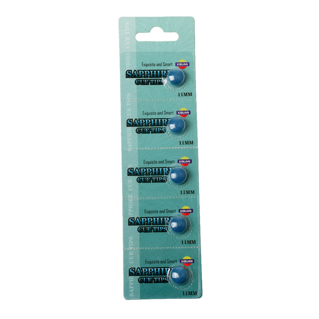 prettyia 5x 10mm Blue Diamond Leather Glue-on Snooker Pool Billiard Cue Tips