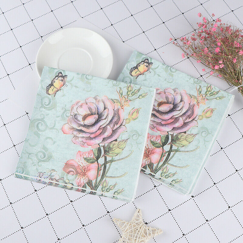 20PCS Napkins paper Decoupage Tissue Flowers Wedding Birthday DIY DecoratDD