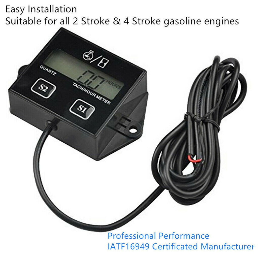 Tachometer Small Engine Inductive Tach Hour Meter for Chainsaw Motorcycle ATV