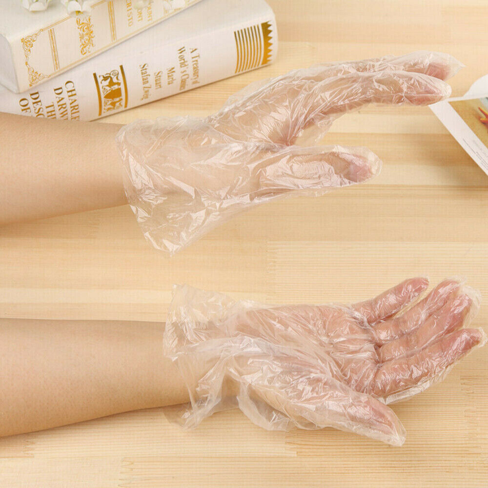 100Pcs Plastic Disposable Gloves Restaurant Service Catering Hygiene Cleaning