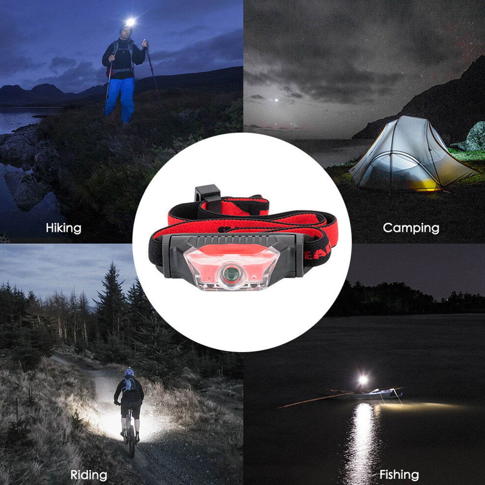 LED Mini Headlamp Headlight Head Lamp Light IPX-5 Torch Flashlight 4 Modes