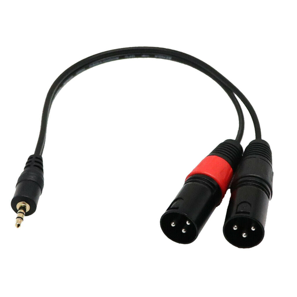 1Ft 1/8" 3.5mm Male Plug Stereo TRS Audio to Dual 2 3pin XLR Male Cable Ja