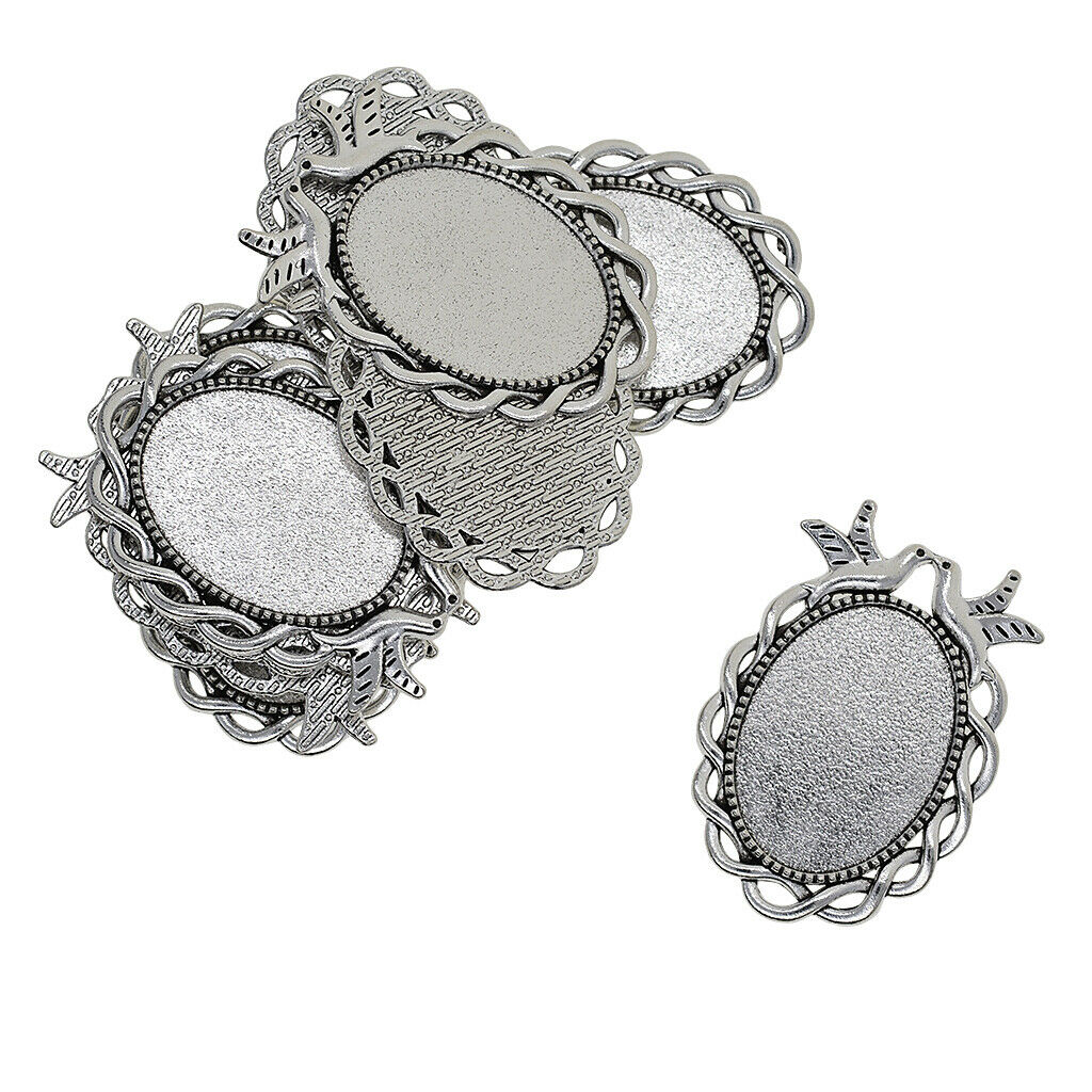 10 Pcs Stainless Steel Pendant Trays Blanks, Oval Bezel Pendant Bases, Jewelry