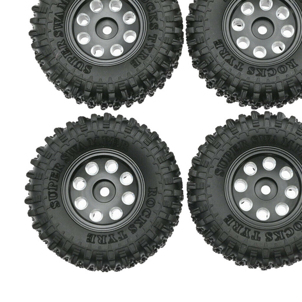 4pcs Tires & Wheel Rims for SCX24 AXI90081 Buggy Trucks DIY Accessory Black