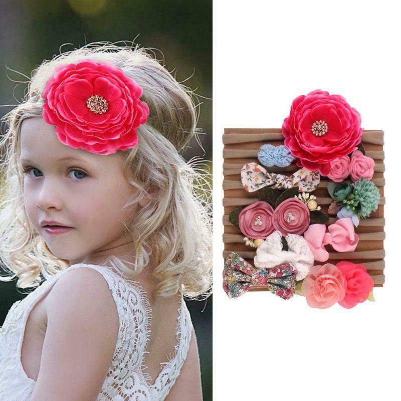 10 Pcs Baby Headbands Bows Nylon Hairbands Hair Accessories for Newborn Infant