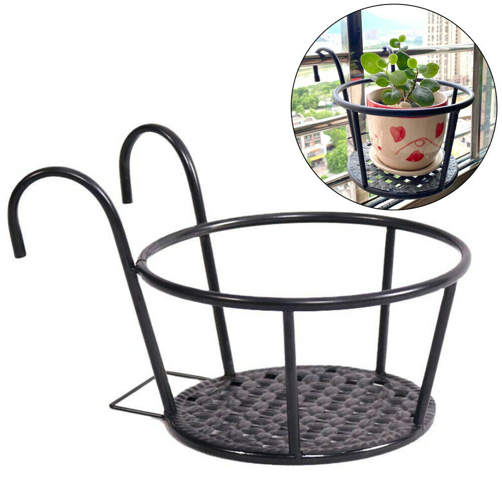 Iron Hanging Metal Basket Flower Planter Pot Holder Shelf for Balcony Patio