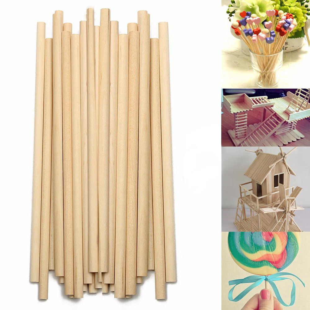 100pcs 150mm Round Wooden Lollipop Lolly Sticks Cake Dowel For DIY Food Craft