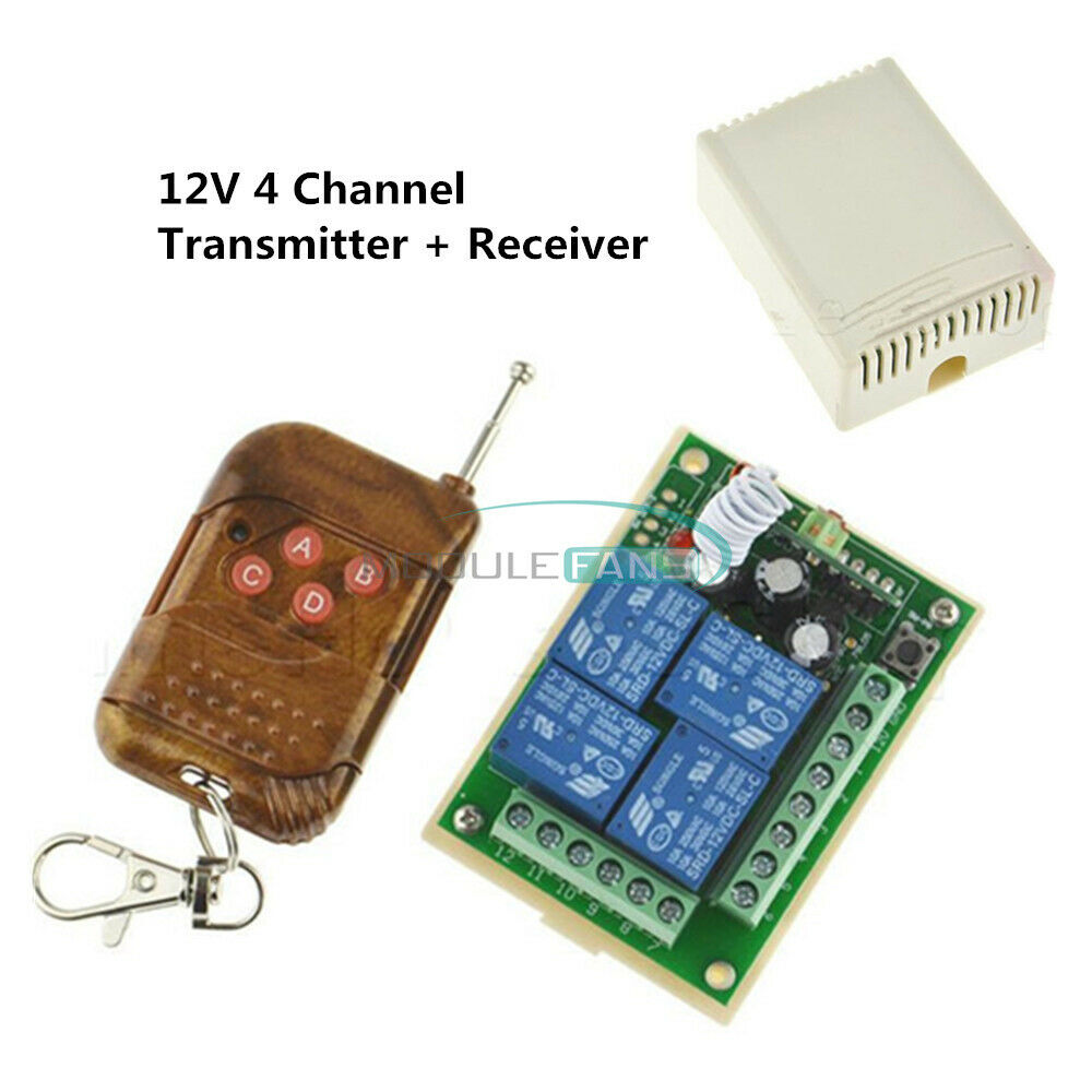 DC12V 4-Channel 10A Relay Wireless RF Remote Control Switch Transmitter Receiver