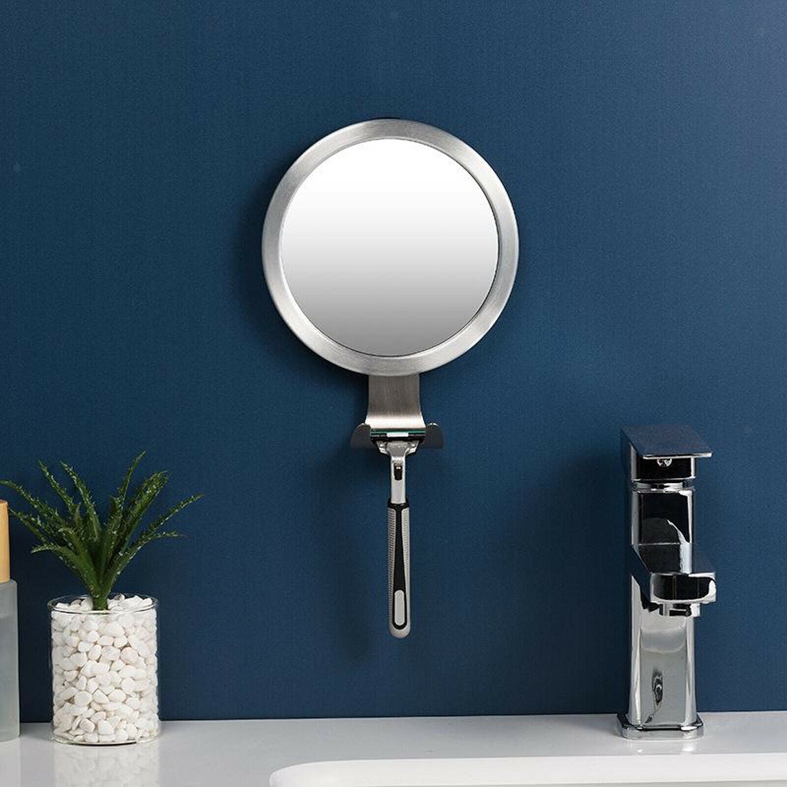 Anti-fog Shower Mirror with Razor Holder Bathroom Suction Cup Install
