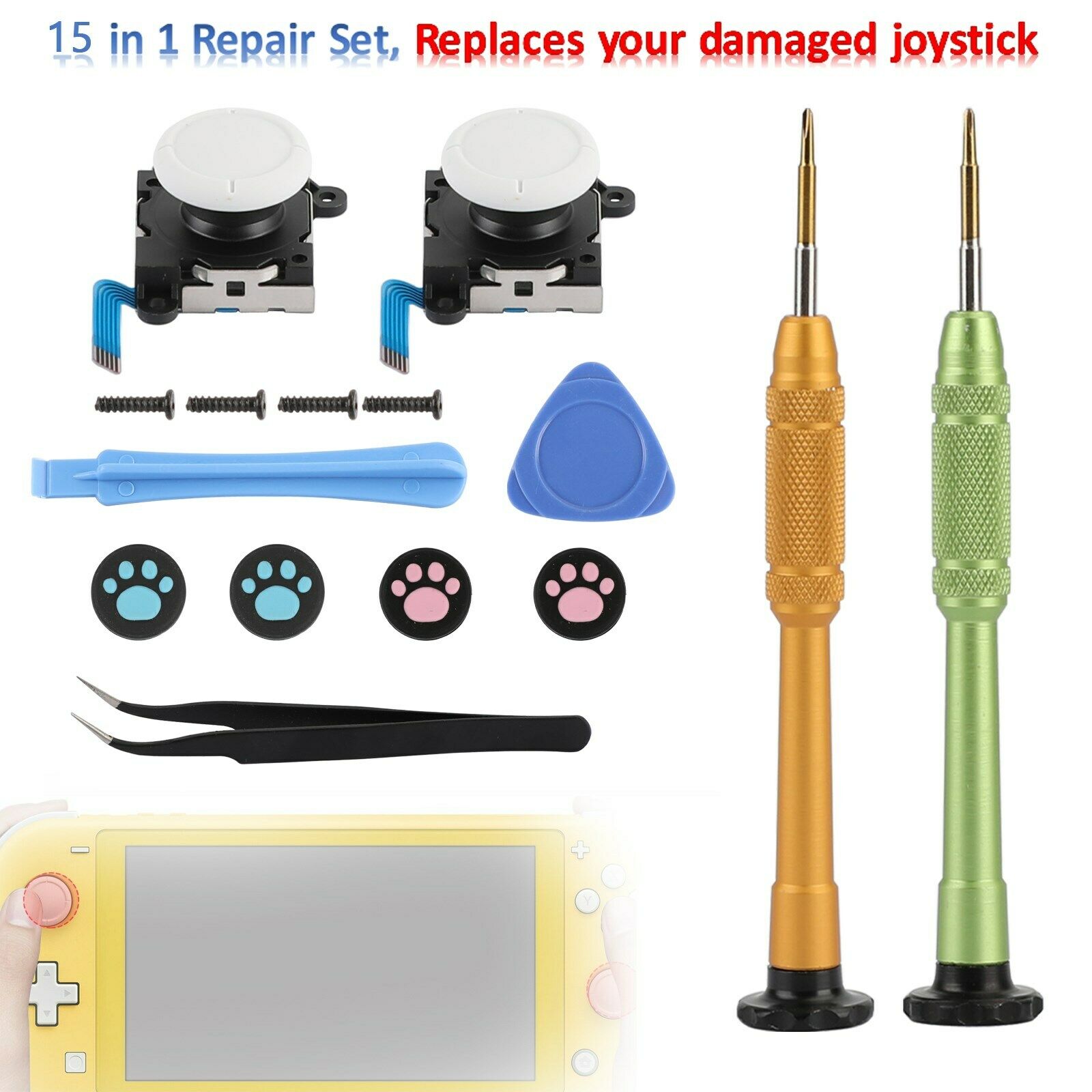 15 in 1 Repair Stick+Tool Joystick Thumb Stick Replacement Fit For Switch Lite