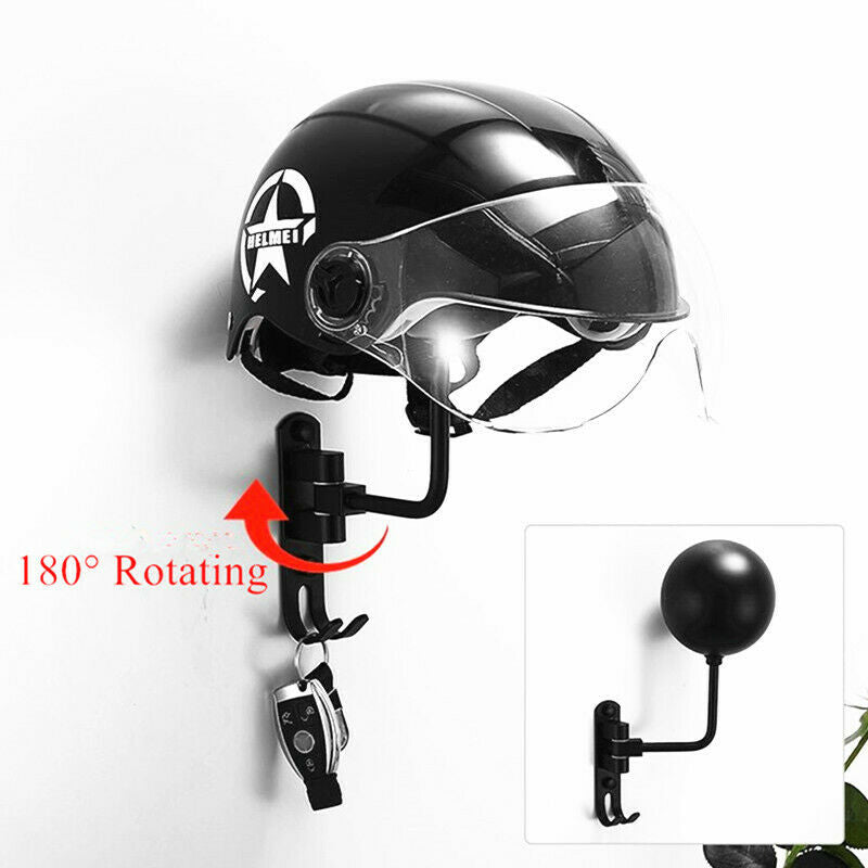 180 Rotating Motorcycle Bike Helmet Holder Hook Jacket Bag Display Rack Key hook