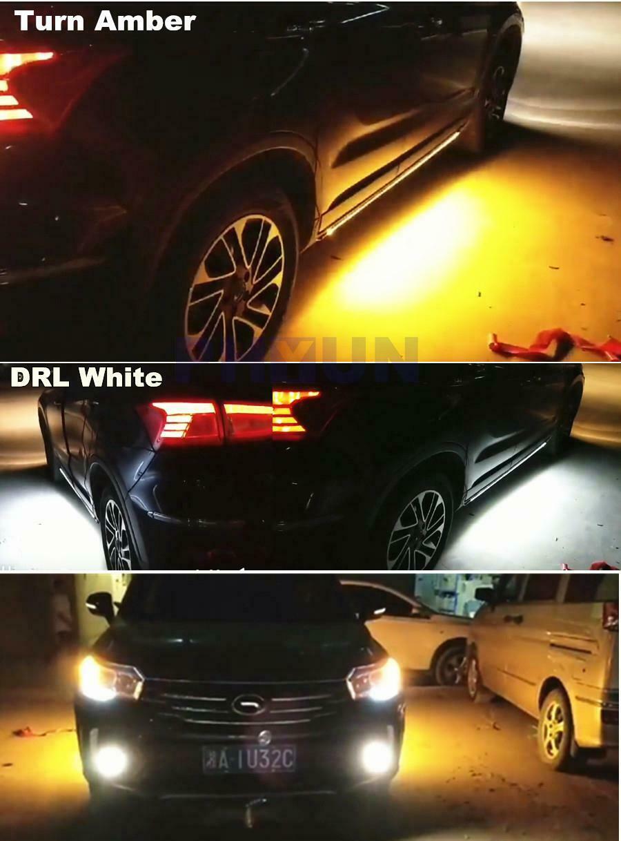 2pcs 60" Car Running Board Side Step LED Light White/Amber Turn Signal DRL Strip