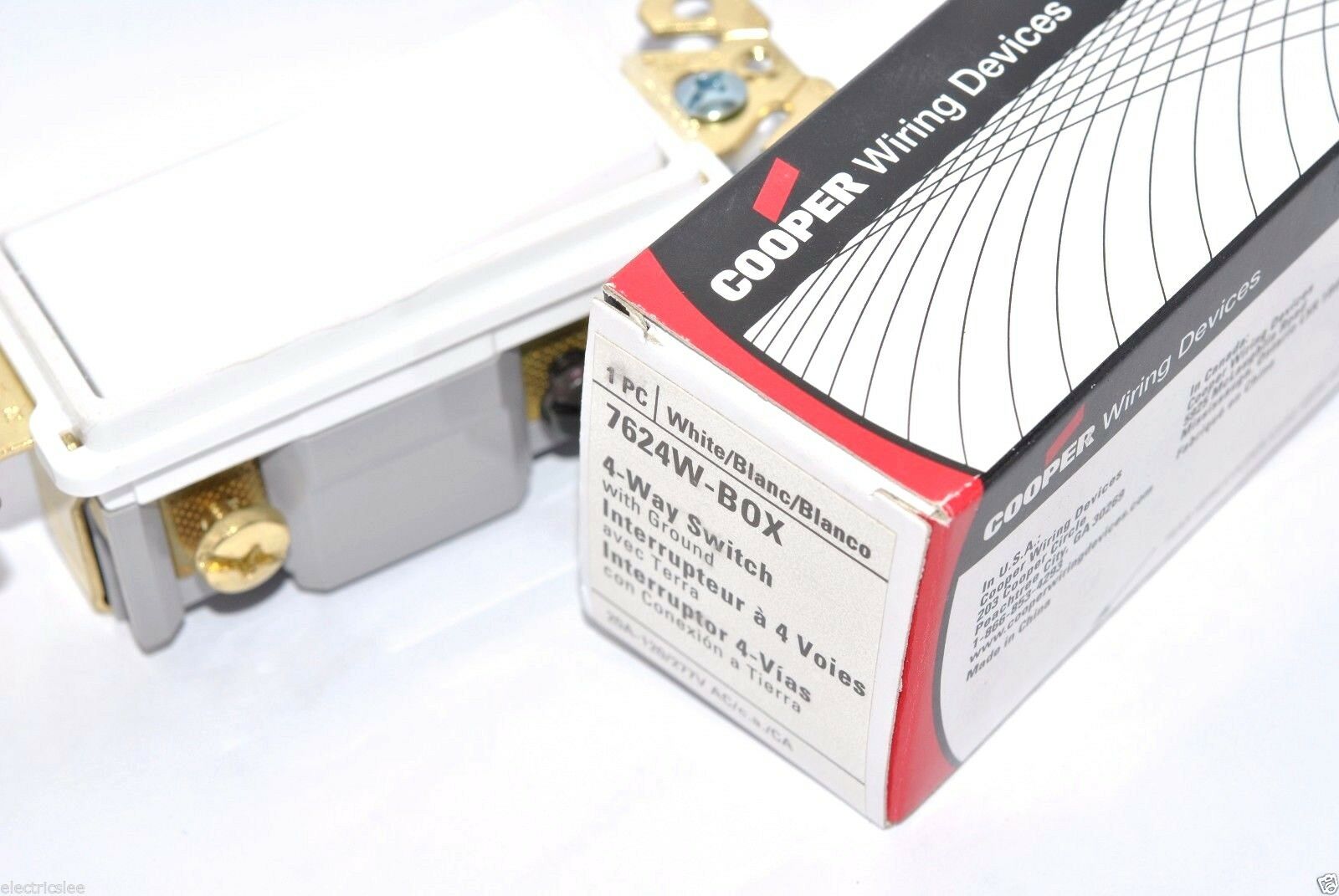 1pcs - COOPER 7624W 20A 120/277V AC 4-Way Decorator Switch - White
