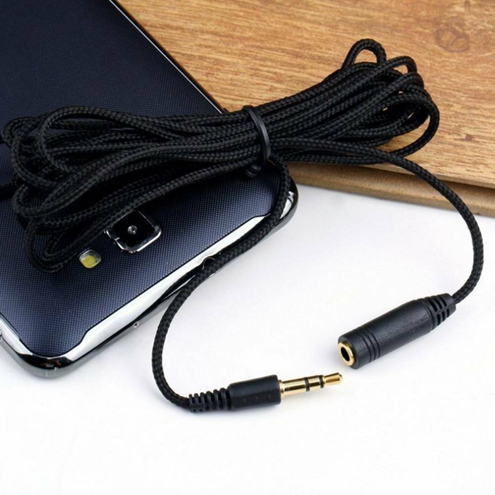 5ft 3.5mm Stereo Audio Aux Headphone Cable Extension Cord Male to Female Black