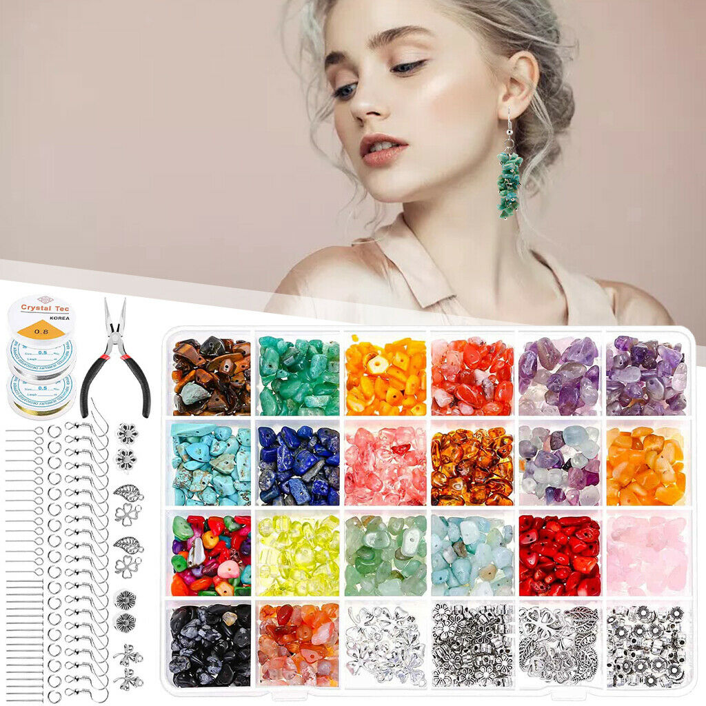 1184Pcs Irregular Chips Stone Beads Kit for Jewelry Earring Making Supplies