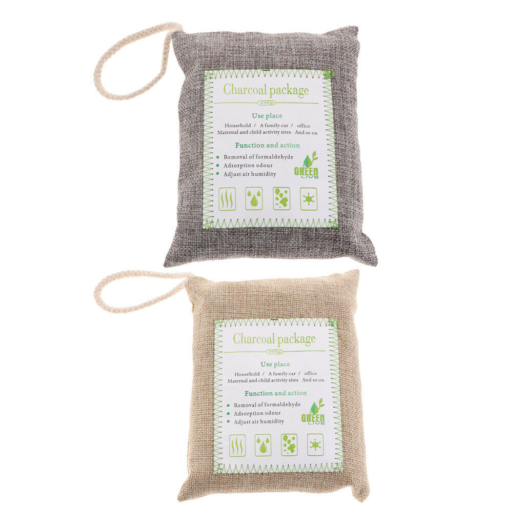 2pc Bamboo Charcoal Natural Air Purifying Freshener Bag Odor Eliminator Gray