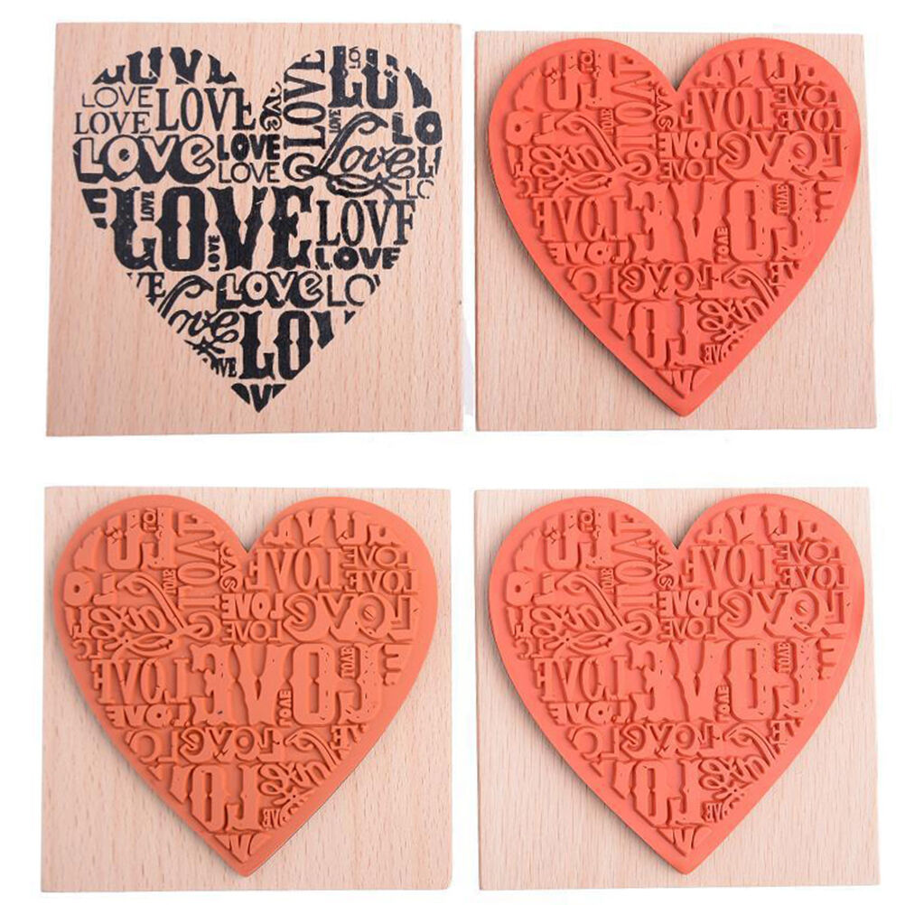Wooden Rubber Love Heart Stamp For Diary Scrapbooking Card Making DIY Craft H Pb
