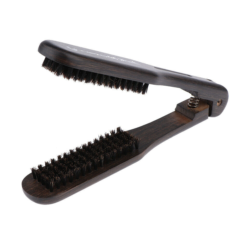 Hair straightening comb double-sided bristle hairbrushes clamp hair straightener