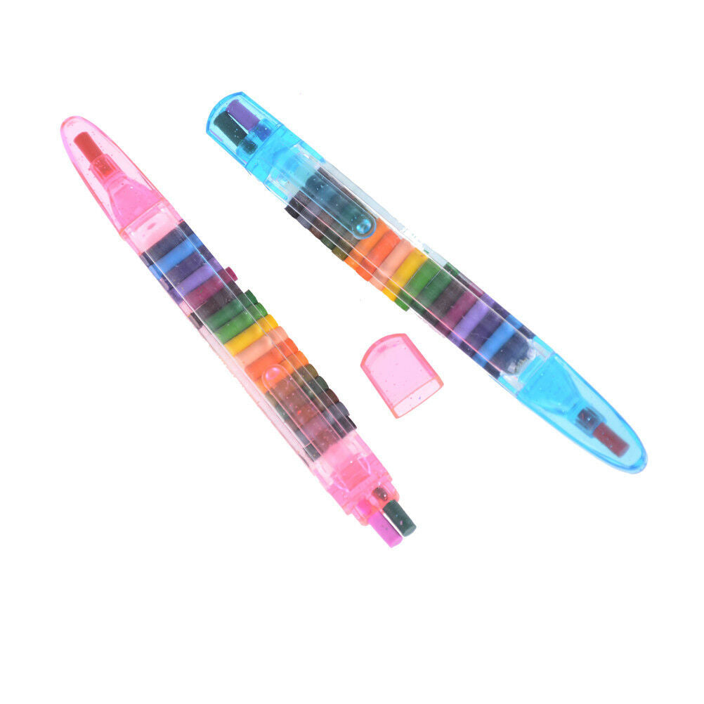 2Pcs Children Crayon Multicolor Nontoxic Washable Safety Pen Kids Drawing.l8
