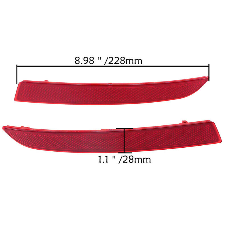 Pair Rear Bumper Reflector Lights Red For BMW 5-Series F10/F18 Sedan 2014-2017