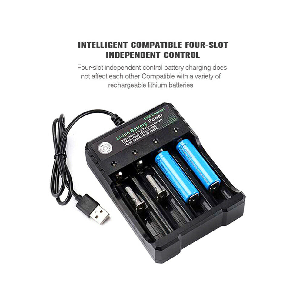 18650 Charger 4-Slot Li-Ion Lithium Battery Player Amplifier USB Charging Stand